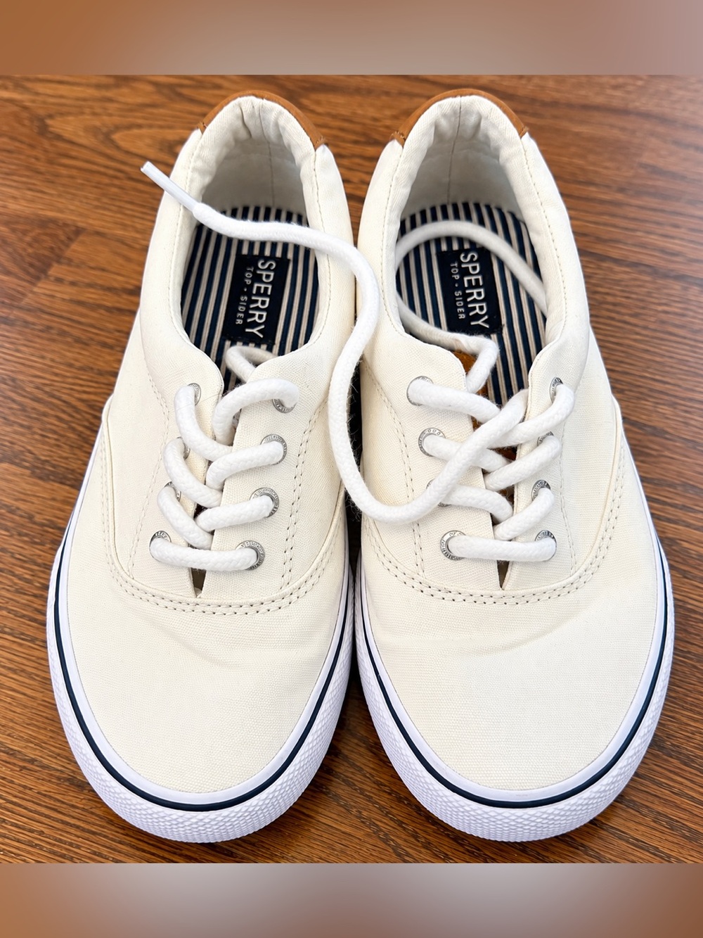 Sperry Kids Cream Canvas Lace-Up Sneakers